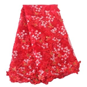 Africian 3D Butterfly Embroiderd Flower Lace Fabric